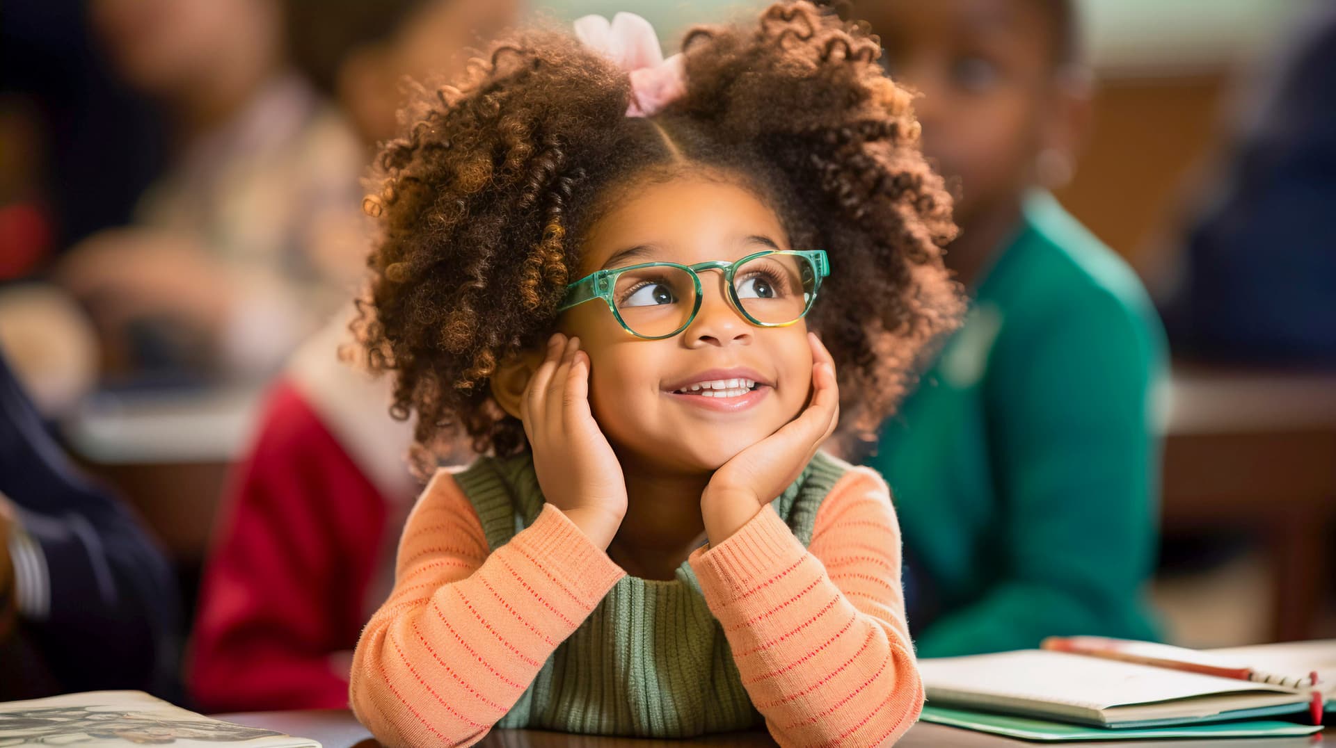 A student enjoying a classroom activity